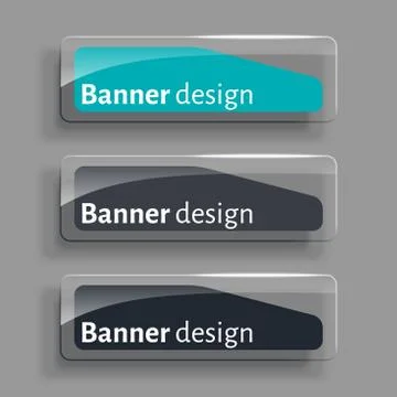 Set of three realistic abstract transparent banners Stock Illustration