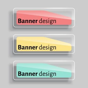 Set of three realistic abstract transparent banners 스톡 일러스트