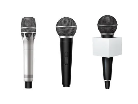 Set of Three Realistic Microphone Designs Stock Illustration