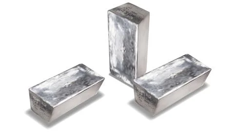 Set of three realistic silver metal bars isolated on white. Ingots of aluminum 스톡 일러스트