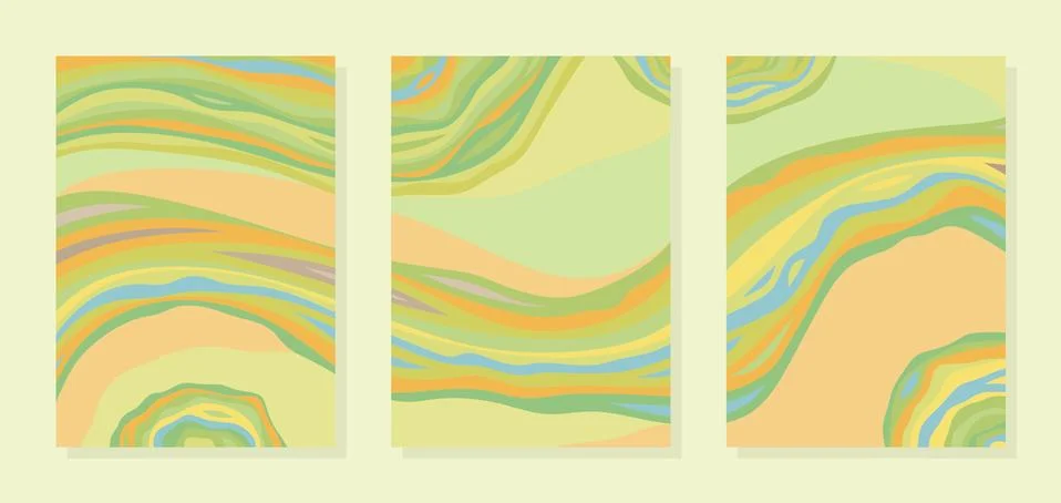 Set of three rectangular abstract paintings.  Stock Illustration