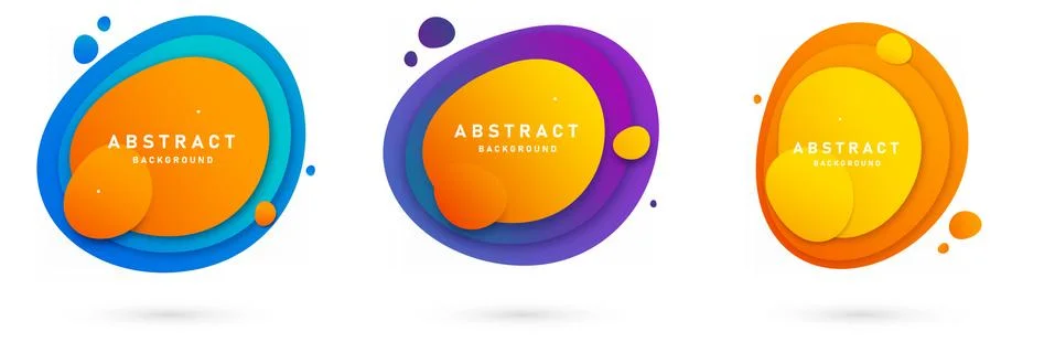 Set of three round colorful vector shapes with gradient colors and trendy design Stock Illustration