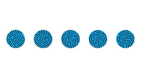 Set of three round fingerprints of one hand. Stylized abstract prints. Stock Illustration
