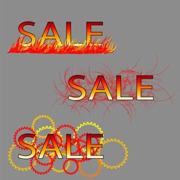 Set of three sale text Stock Illustration