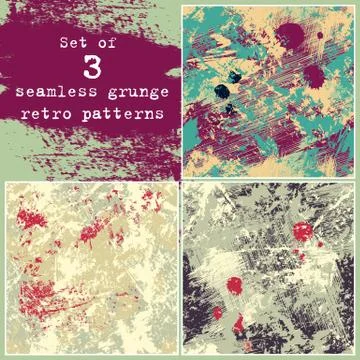 Set of three seamless grunge patterns Stock Illustration
