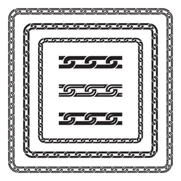 Set of three silhouette chains Stock Illustration