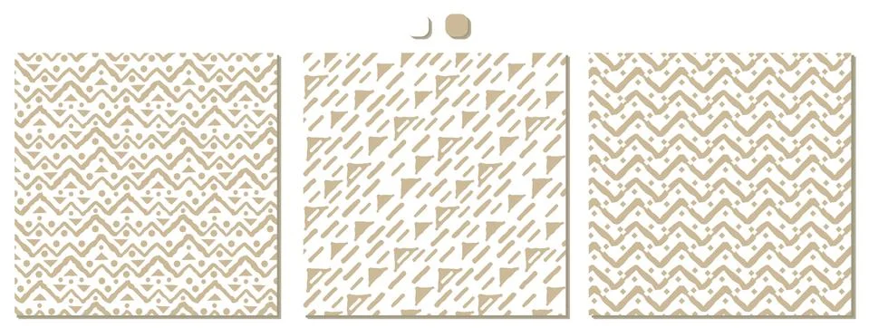 Set of three Simple beige white Seamless repeat patterns. Drawing consists of 스톡 일러스트