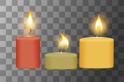 Set of three small candles with different color vector illustration isolated  Stock Illustration