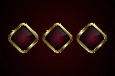Set of three special shapes buttons vector design with diamond-shaped butto.. Stock Illustration