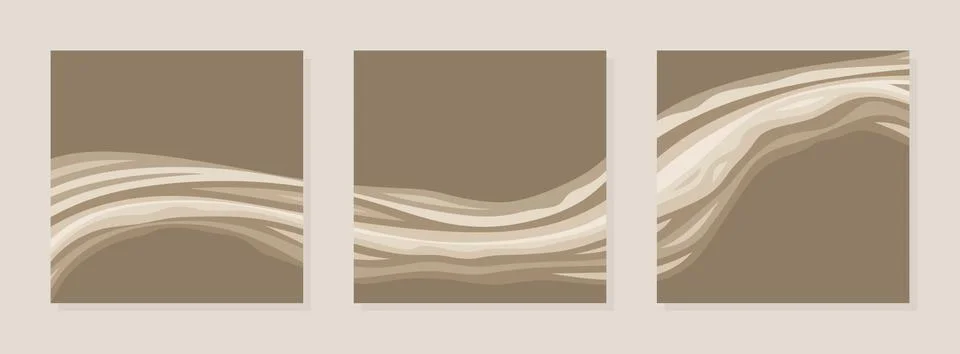 Set of three square abstract paintings.  Stock Illustration