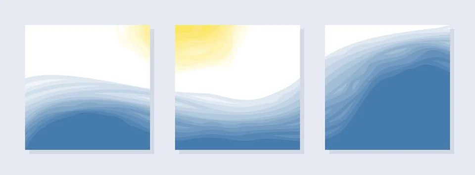 Set of three square abstract paintings.  Stock Illustration