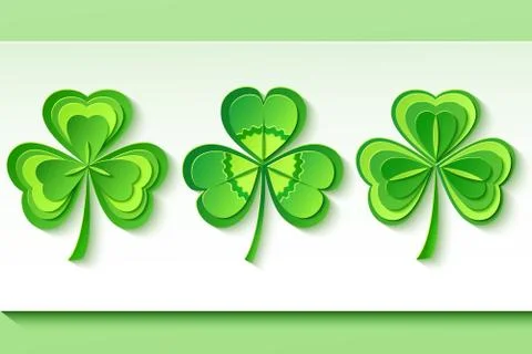 Set of three stylized 3d Patricks clover Stock Illustration