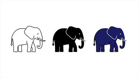 Set of three stylized elephant animal icons Stock Illustration