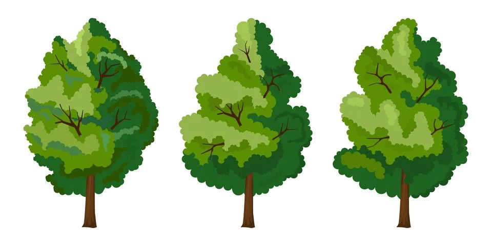 Set of three summer tree Stock Illustration