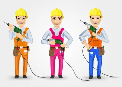 Set of three technical, electrician or mechanic 스톡 일러스트