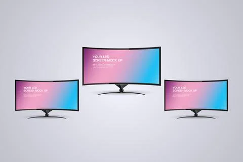 Set of three Technology LEDs Curved TV wide screens for Digital Signage Sta.. Stock Illustration