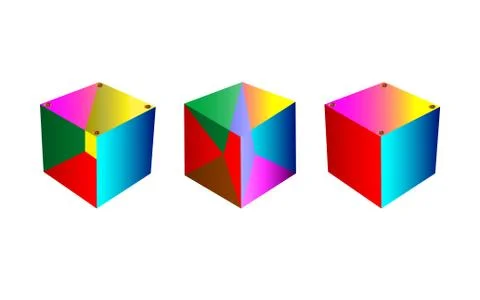 Set Three templates Cubes stereo isometry motley mockup, pattern. Multicolor Stock Illustration