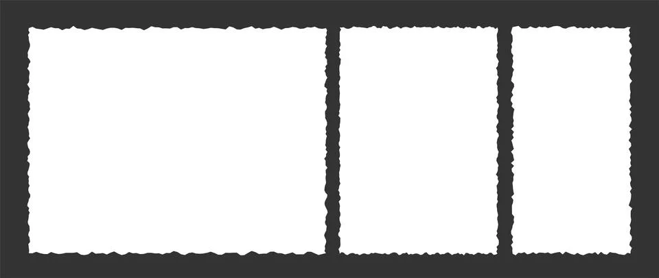Set of three torn paper sheet frames rough ripped edge blank page Stock Illustration