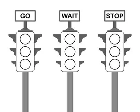 Set of three traffic light outline for coloring book Stock Illustration