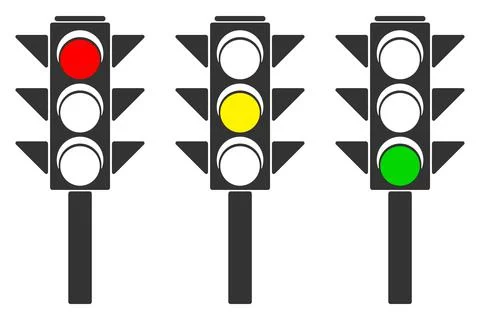 Set of three traffic lights isolated on white background Stock Illustration