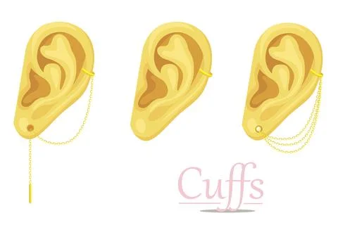 Set of three types of cuff earrings Stock Illustration