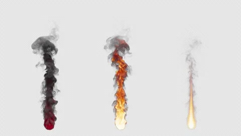 Set of three types of fire with black smoke. File contains Alpha Channel. Stock Footage 308075266