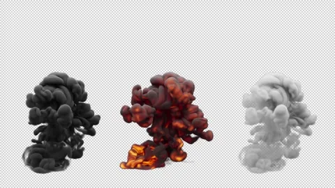 Set of three types of fire explosions. File contains Alpha Channel. Stock Footage 308075078