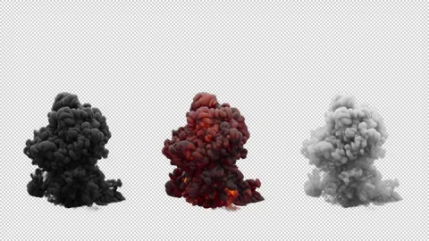Set of three types of fire explosions. File contains Alpha Channel. Stock Footage 308739610