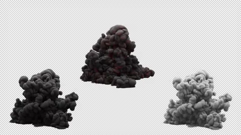 Set of three types of fire explosions. File contains Alpha Channel. Stock Footage 309334470