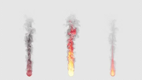 Set of three types of fire with white smoke. File contains Alpha Channel. Stock Footage 312576623