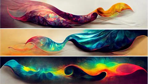 Set three variation abstract wave style colorful background Stock Illustration