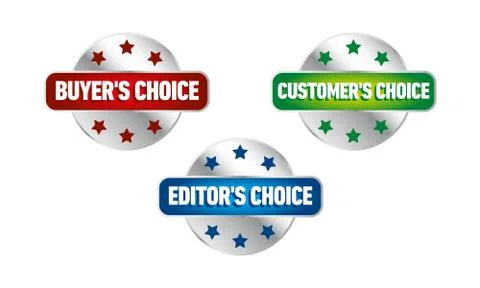 Set of three vector badges - editors choice, customers choice, buyers choice Illustrazione stock