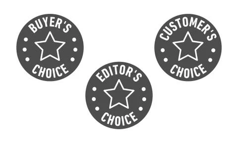 Set of three vector badges - editors choice, customers choice, buyers choice Illustrazione stock