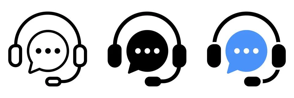 Set of three vector customer support, call center, and online help desk ico.. Stockillustratie
