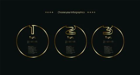 Set of three Vector  golden, premuim, luxury multipurpose Infographic templ.. Stock Illustration
