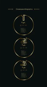 Set of three Vector golden, premuim, luxury multipurpose Infographic templa.. Stock Illustration