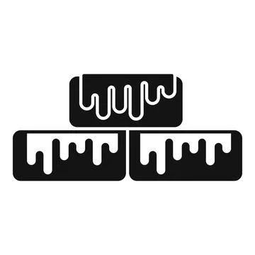 Set of three vector icons depicting melting ice cubes in black Stock Illustration