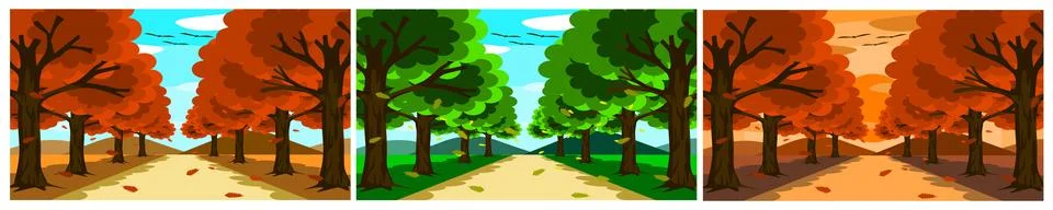 Set of three vector images. It is a picture of the road Stock Illustration