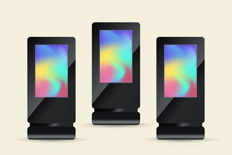 Set of three vector LED display Mockup with Digital Stand and frame in blac.. Stock Illustration
