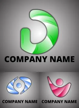 Set of three vector logos. Template for various design projects Stock Illustration