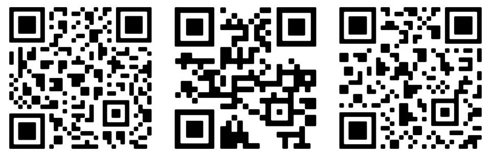 Set of three vector QR-codes with rounded corners for your design Stock-Illustration