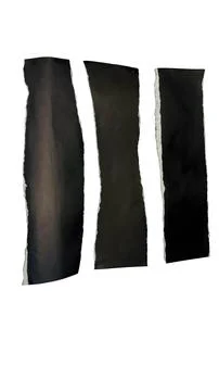 Set of three vertical torn black paper strips. Stock Photos