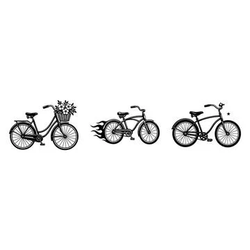 Set of three vintage style bicycle illustrations Stock Illustration