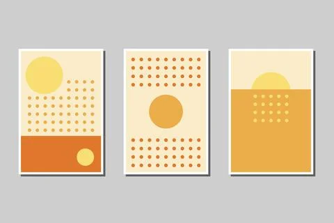 Set of three wall decoration with geometric shapes and dots 스톡 일러스트