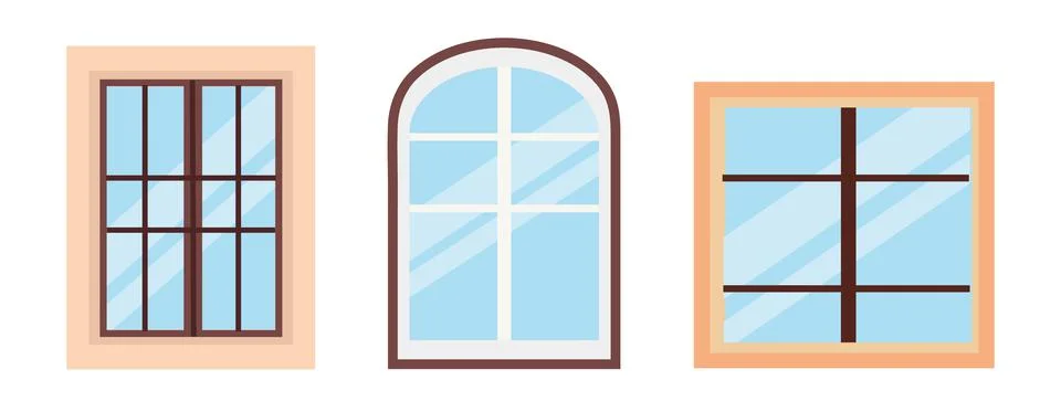 A set of three windows for use in web design or advertising Stock Illustration