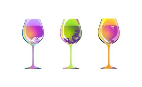 Set three wine glass isolated. Cocktail kit. Vector eps10 illustration Stock Illustration