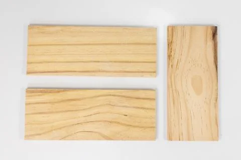 Set of Three Wooden Rectangles with Different Grain Patterns 스톡 사진