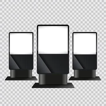 Set of three X-stand light billboard, light box mock-up for on transparency.. Stock Illustration