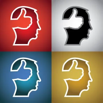 Set of thumb up in head illustration Stock Illustration