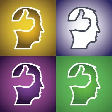 Set of thumb up in head illustration Stock Illustration